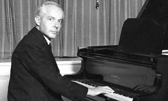 Composer Bela Bartok Sitting at Grand Piano