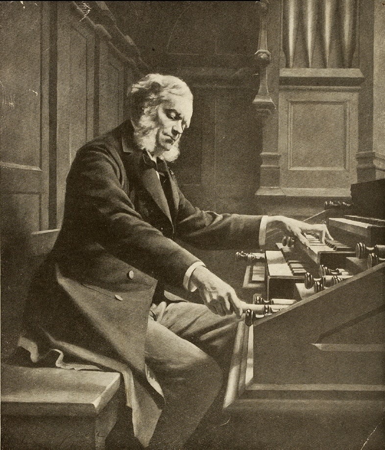 Photo of Cesar Franck playing the organ