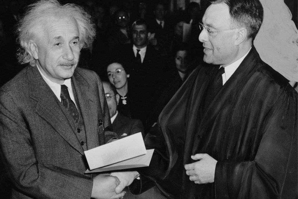 Photograph of Albert Einstein, theoretical physicist