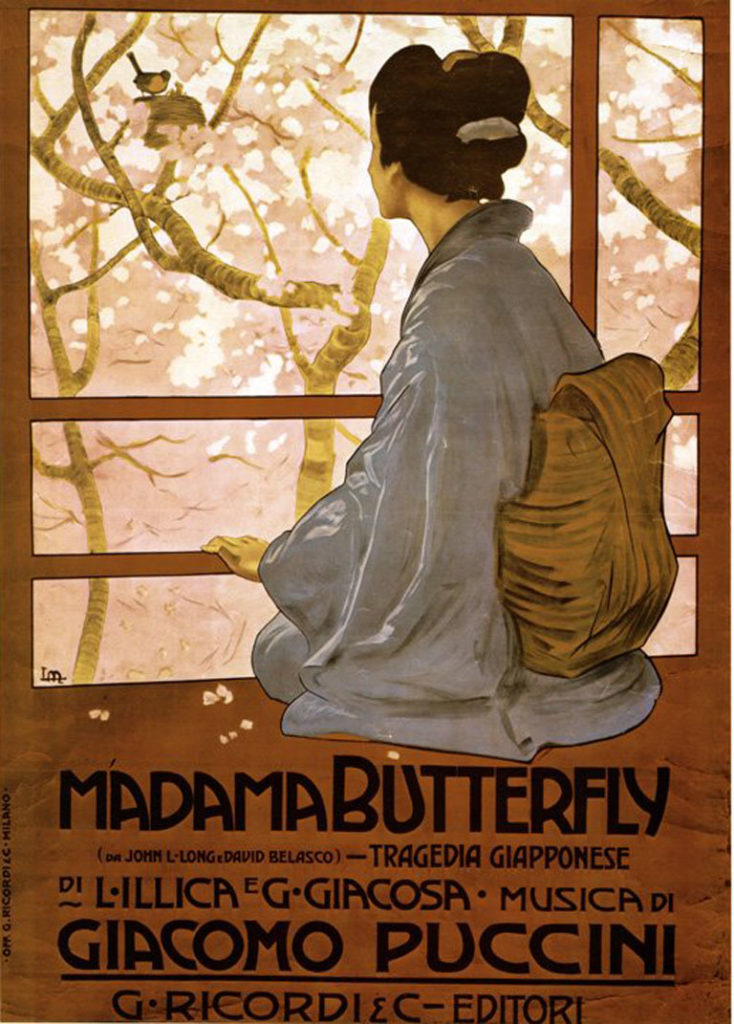 Poster for Madame Butterfly, an opera piece composed by Giacomo Puccini