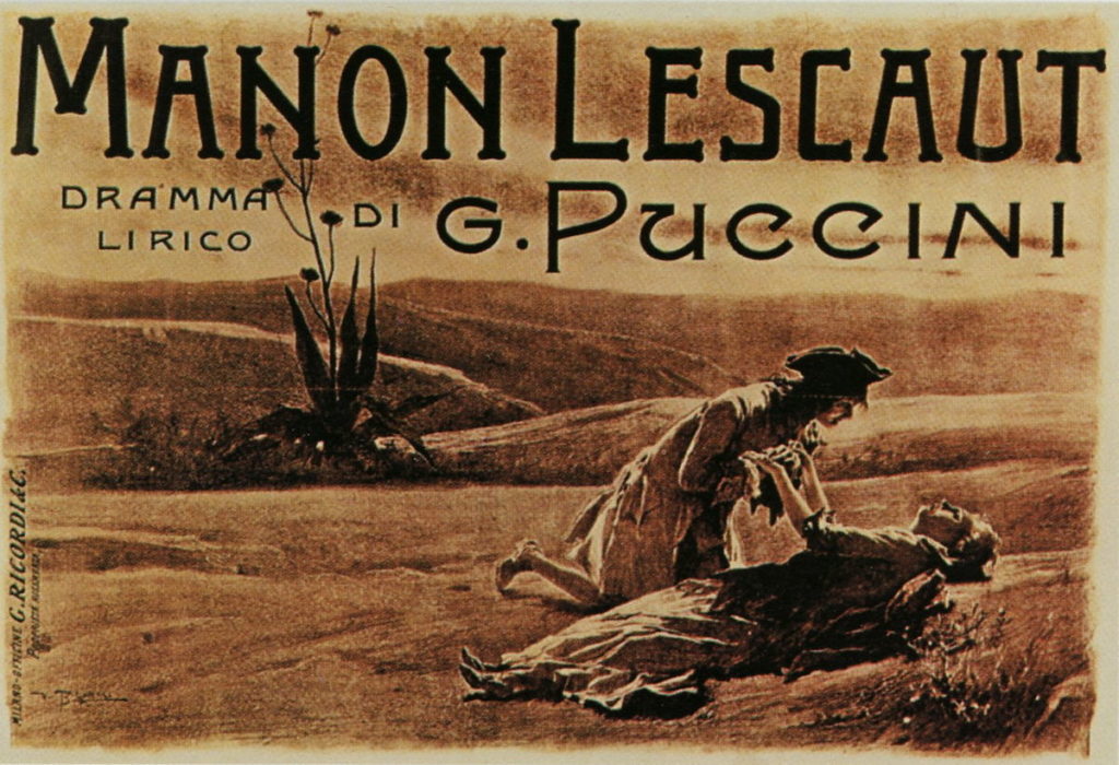 The poster for the opera Manon Lescaut, by Puccini