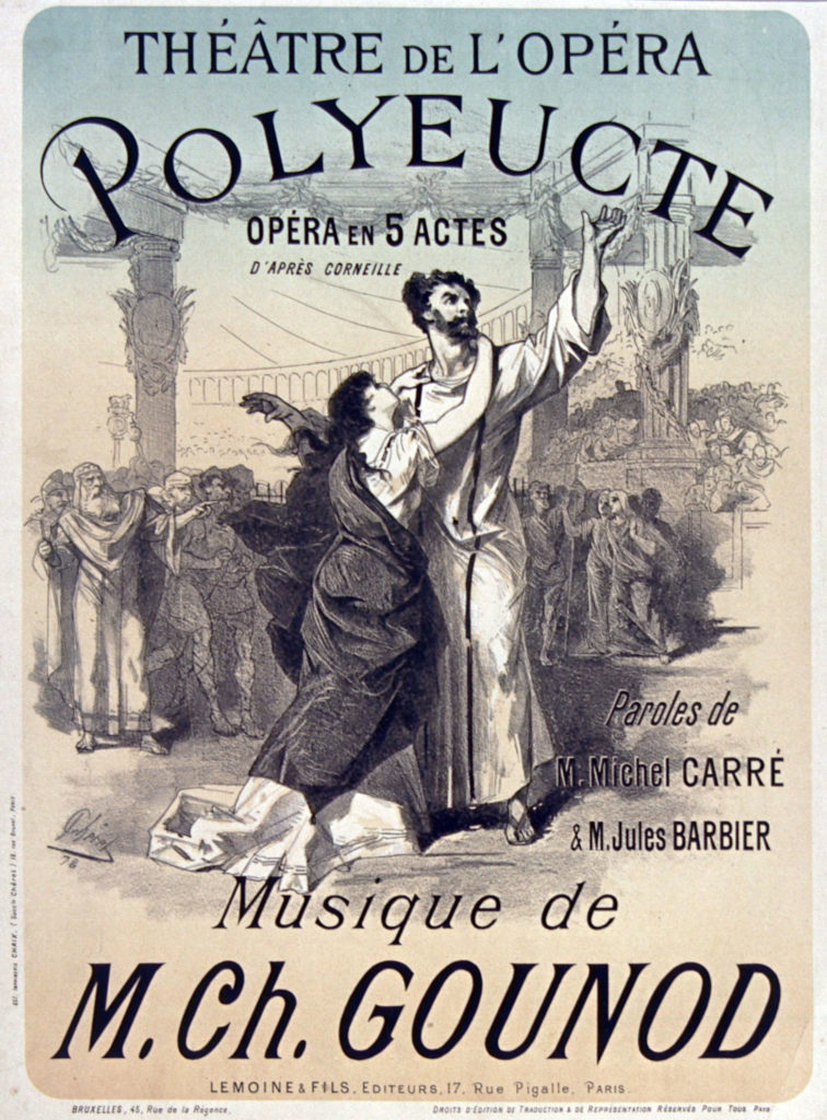 Poster for the opera, Polyeucte, by composer Gounod